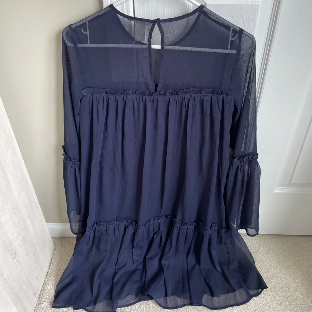 H&M Navy Flowy Shift Dress - Picture 2 of 3